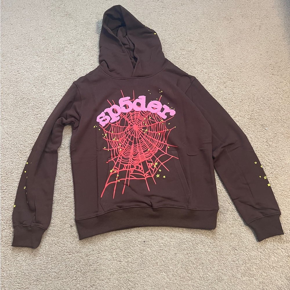 Sp5der Authentic Brown Men’s Hoodie Sweatshirt Medium Brand New
